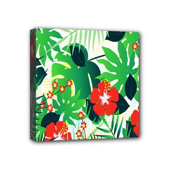 Tropical Leaf Flower Digital Mini Canvas 4  x 4  (Stretched)