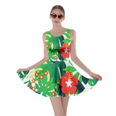 Tropical Leaf Flower Digital Skater Dress by Mariart