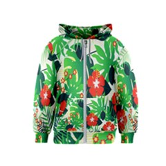 Tropical Leaf Flower Digital Kids  Zipper Hoodie by Mariart