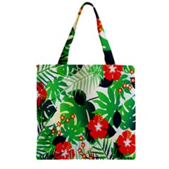 Tropical Leaf Flower Digital Zipper Grocery Tote Bag by Mariart