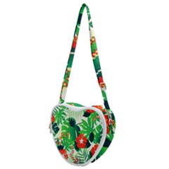 Tropical Leaf Flower Digital Heart Shoulder Bag