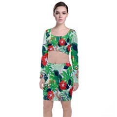 Tropical Leaf Flower Digital Top And Skirt Sets