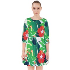 Tropical Leaf Flower Digital Smock Dress by Mariart