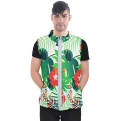 Tropical Leaf Flower Digital Men s Puffer Vest