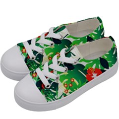 Tropical Leaf Flower Digital Kids  Low Top Canvas Sneakers by Mariart