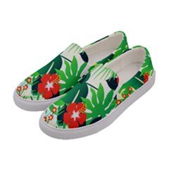 Tropical Leaf Flower Digital Women s Canvas Slip Ons