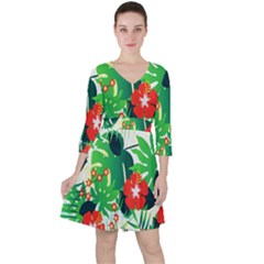 Tropical Leaf Flower Digital Ruffle Dress by Mariart