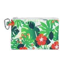 Tropical Leaf Flower Digital Canvas Cosmetic Bag (medium) by Mariart