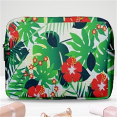 Tropical Leaf Flower Digital Make Up Pouch (large)