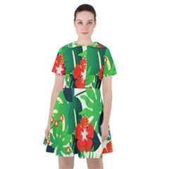 Tropical Leaf Flower Digital Sailor Dress by Mariart