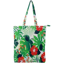 Tropical Leaf Flower Digital Double Zip Up Tote Bag