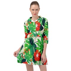 Tropical Leaf Flower Digital Mini Skater Shirt Dress by Mariart