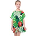 Tropical Leaf Flower Digital Kids  One Piece Chiffon Dress View1