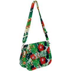 Tropical Leaf Flower Digital Saddle Handbag by Mariart