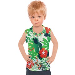 Tropical Leaf Flower Digital Kids  Sport Tank Top