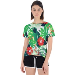 Tropical Leaf Flower Digital Open Back Sport Tee