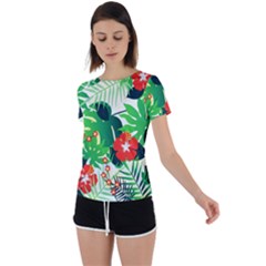 Tropical Leaf Flower Digital Back Circle Cutout Sports Tee by Mariart