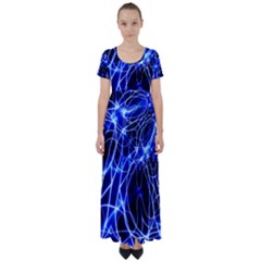 Lines Flash Light Mystical Fantasy High Waist Short Sleeve Maxi Dress