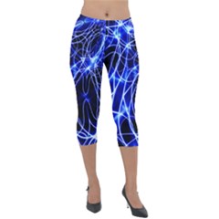 Lines Flash Light Mystical Fantasy Lightweight Velour Capri Leggings 