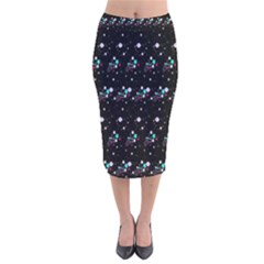 Galaxy Stars Velvet Midi Pencil Skirt by Sparkle