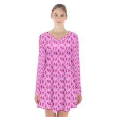 Rose Petals Long Sleeve Velvet V-neck Dress by Sparkle