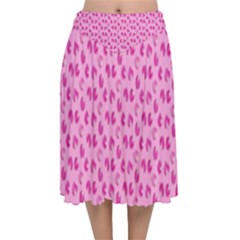 Rose Petals Velvet Flared Midi Skirt