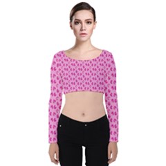 Rose Petals Velvet Long Sleeve Crop Top by Sparkle