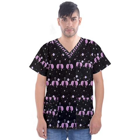 Galaxy Unicorns Men s V-neck Scrub Top by Sparkle