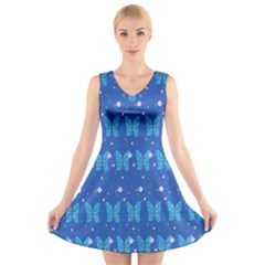 Glitter Butterfly V-neck Sleeveless Dress by Sparkle