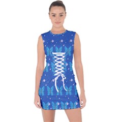 Glitter Butterfly Lace Up Front Bodycon Dress by Sparkle