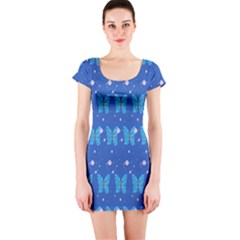 Glitter Butterfly Short Sleeve Bodycon Dress by Sparkle