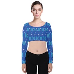 Glitter Butterfly Velvet Long Sleeve Crop Top by Sparkle