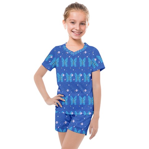 Glitter Butterfly Kids  Mesh Tee And Shorts Set by Sparkle