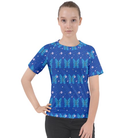 Glitter Butterfly Women s Sport Raglan Tee by Sparkle