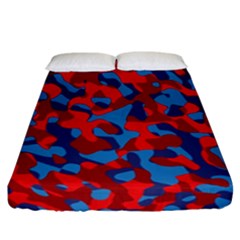 Red And Blue Camouflage Pattern Fitted Sheet (california King Size) by SpinnyChairDesigns