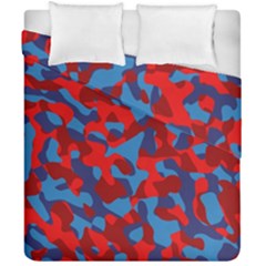 Red And Blue Camouflage Pattern Duvet Cover Double Side (california King Size) by SpinnyChairDesigns