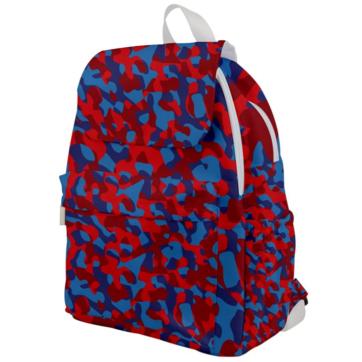 Red and Blue Camouflage Pattern Top Flap Backpack