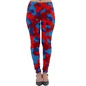 Red and Blue Camouflage Pattern Lightweight Velour Leggings View1