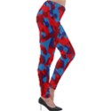 Red and Blue Camouflage Pattern Lightweight Velour Leggings View4