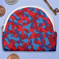 Red And Blue Camouflage Pattern Horseshoe Style Canvas Pouch by SpinnyChairDesigns