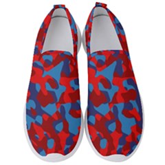 Red And Blue Camouflage Pattern Men s Slip On Sneakers by SpinnyChairDesigns