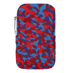 Red And Blue Camouflage Pattern Waist Pouch (large) by SpinnyChairDesigns