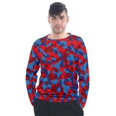 Red And Blue Camouflage Pattern Men s Long Sleeve Raglan Tee