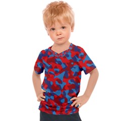 Red And Blue Camouflage Pattern Kids  Sports Tee