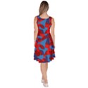 Red and Blue Camouflage Pattern Knee Length Skater Dress With Pockets View4