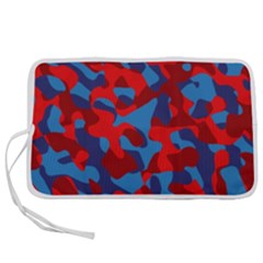 Red And Blue Camouflage Pattern Pen Storage Case (m) by SpinnyChairDesigns