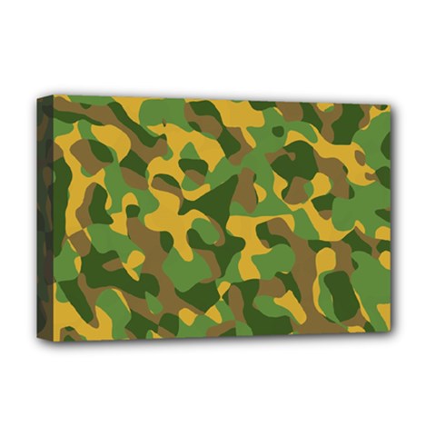 Yellow Green Brown Camouflage Deluxe Canvas 18  X 12  (stretched) by SpinnyChairDesigns