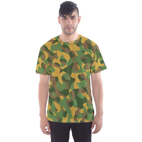 Yellow Green Brown Camouflage Men s Sport Mesh Tee by SpinnyChairDesigns