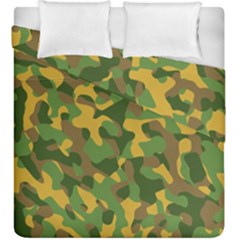 Yellow Green Brown Camouflage Duvet Cover Double Side (king Size) by SpinnyChairDesigns