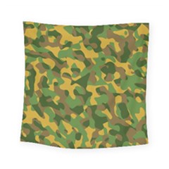 Yellow Green Brown Camouflage Square Tapestry (small) by SpinnyChairDesigns